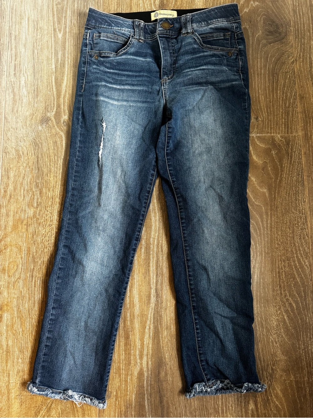 Democracy Dark Blue Distressed Ankle Jeans